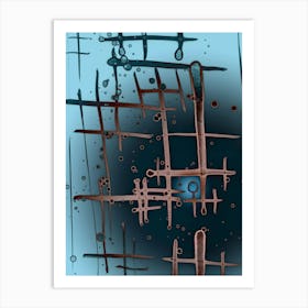 Abstraction Blue Japanese Calligraphy Art Print