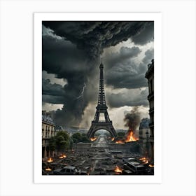 Eiffel Tower In The Storm Art Print