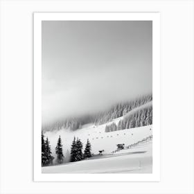 Nozawa Onsen, Japan Black And White Skiing Poster Art Print