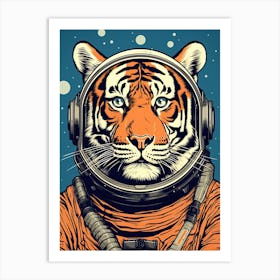 Tiger Illustrations Wearing An Astronaut Suit 1 Art Print