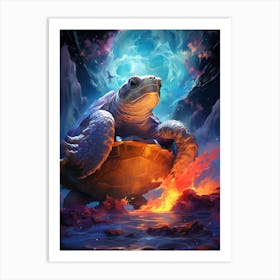 Turtle On The Moon Art Print