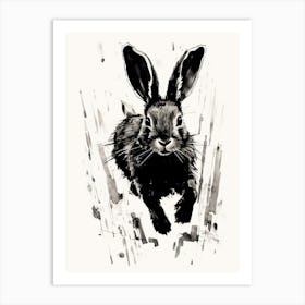 Rabbit Prints Black And White Ink 8 Art Print