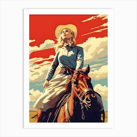 Horseback Prairie Girl Art Print