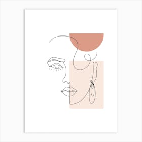 Minimal Woman Face Line Art Art Print