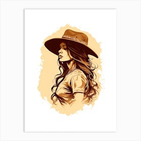 Cowgirl Neutral Colours Portrait 1 Art Print