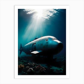 Underwater Plane-Reimagined Art Print