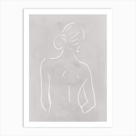 Female Body Sketch 3 Light Gray Line Art Print