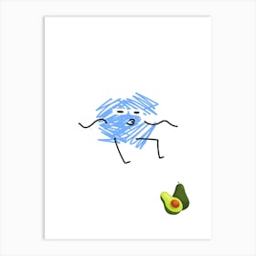 Avocado.A work of art. Children's rooms. Nursery. A simple, expressive and educational artistic style. Art Print