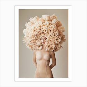 "Futuristic Hat: Woman in Surreal Flower" Art Print