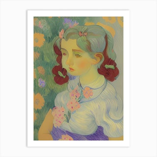Child With Flowers Art Print