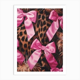 Pink Lace Animal Print Bow Pattern Art Print