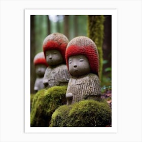 Jizo Statues Japanese Style Illustration 5 Art Print