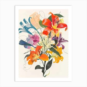 Gloriosa Lily 2 Collage Flower Bouquet Art Print