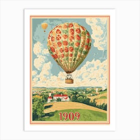 Aihrgdesign A Vintage Travel Poster Of A Hot Air Balloon Floa 66ab37d6 0f11 4321 B340 62db40c0aae2 1 Art Print