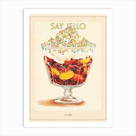 Retro Trifle With Rainbow Sprinkles Vintage Cookbook Inspired 3 Poster Art Print