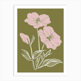 Pink & Green Wild Pansy 1 Art Print