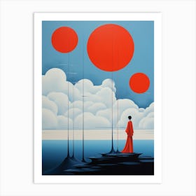 Asian Woman In Red Art Print