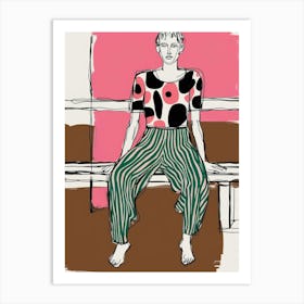 Woman Sitting On A Bench 3 Art Print