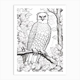 Line Art Jungle Animal Harpy Eagle 4 Art Print