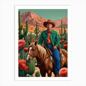 Cowboy In The Desert 10 Art Print