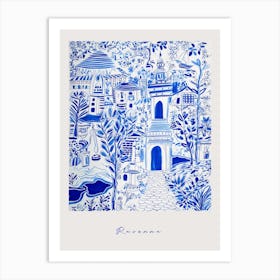 Ravenna Italy Blue Drawing Poster Art Print