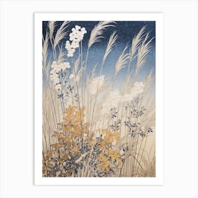 Fujibakama Japanese Silver Grass 1 Vintage Botanical Woodblock Art Print