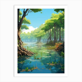 Mangrove Forests Cartoon 3 Art Print