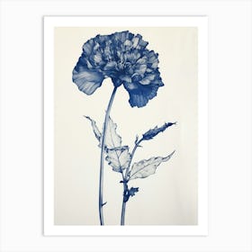 Blue Botanical Carnation 5 Art Print