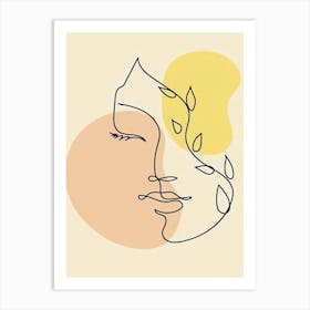 Woman'S Face With Leaves Art Print