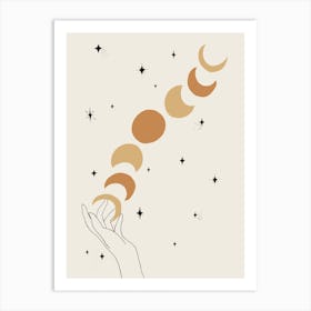Hands Celestial Moon Phases Light Art Print