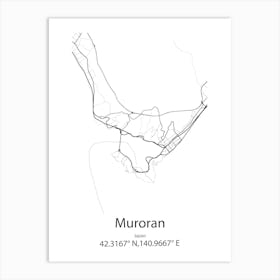 Muroran,Japan Minimalist Map Art Print