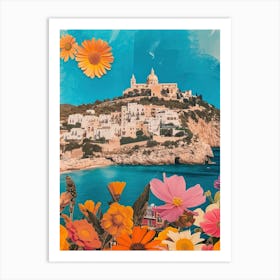 Ibiza   Floral Retro Collage Style 2 Art Print