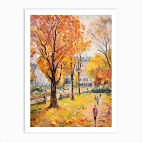 Autumn City Park Painting Parc De La Tete D Or Lyon France 1 Art Print