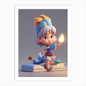 3d Animation Style Ute Cartoon Little Genie In Disney Style Ch 1 Art Print