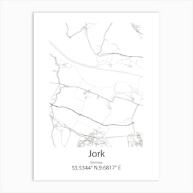 Jork,Germany Minimalist Map Art Print