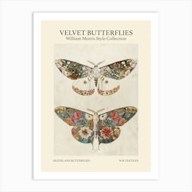 Velvet Butterflies Collection Moths And Butterflies William Morris Style 3 Art Print