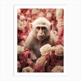 Monkey In Roses 1 Art Print