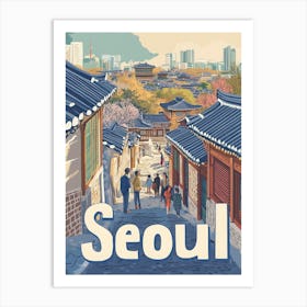 Aihrgdesign A 1970s Inspired Travel Poster For Seoul 3 Art Print