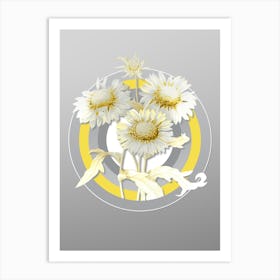 Botanical Blanket Flowers in Yellow and Gray Gradient n.086 Art Print