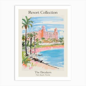 Poster Of The Breakers   Palm Beach, Florida   Resort Collection Storybook Illustration 3 Art Print