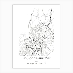 Boulogne Sur Mer,France Minimalist Map Art Print