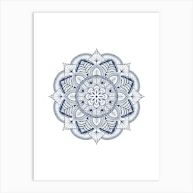 Navy Mandala No 175a Art Print