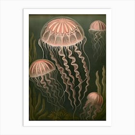 Chic Vintage Jellyfish Art Print