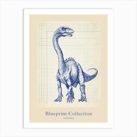 Dinosaur Blue Print Style 3 Poster Art Print