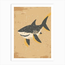 Cute Storybook Style Shark Muted Pastels 4 Art Print