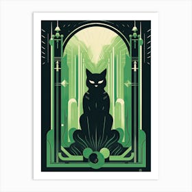 The Tower, Black Cat Tarot Card 3 Art Print