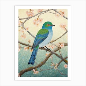 Ohara Koson Inspired Bird Painting Bluebird 3 Art Print