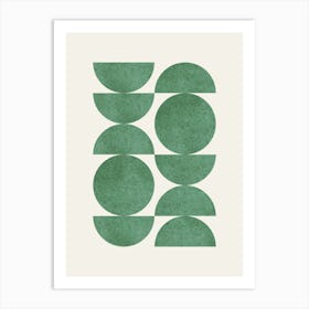 Scandinavian Pattern Half-moon Circle Abstract Minimalist - Forest Green Art Print