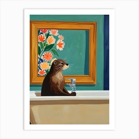 Otter In The Bath Art Print