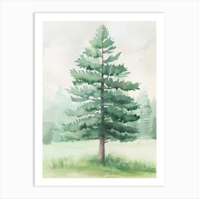 Balsam Tree Atmospheric Watercolour Painting 2 Art Print